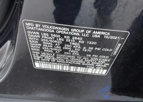 2022 Volkswagen Atlas Cross Sport 3.6L V6 Se W/Technology z USA, uszkodzony, nr VIN 1V2WE2CA3NC203707